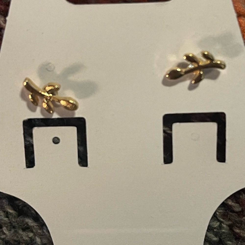 Gold Leaf Stud Earrings
